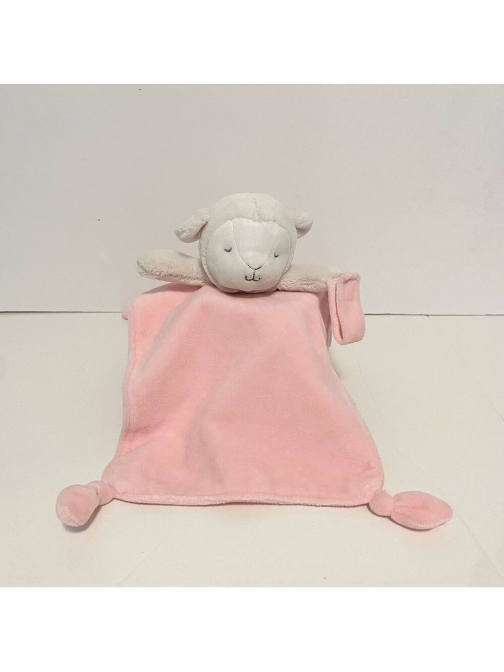 Carters Pink Sheep Lovey Lamb Baby Security Blanket Soft Rectangle Knot Toy Girl